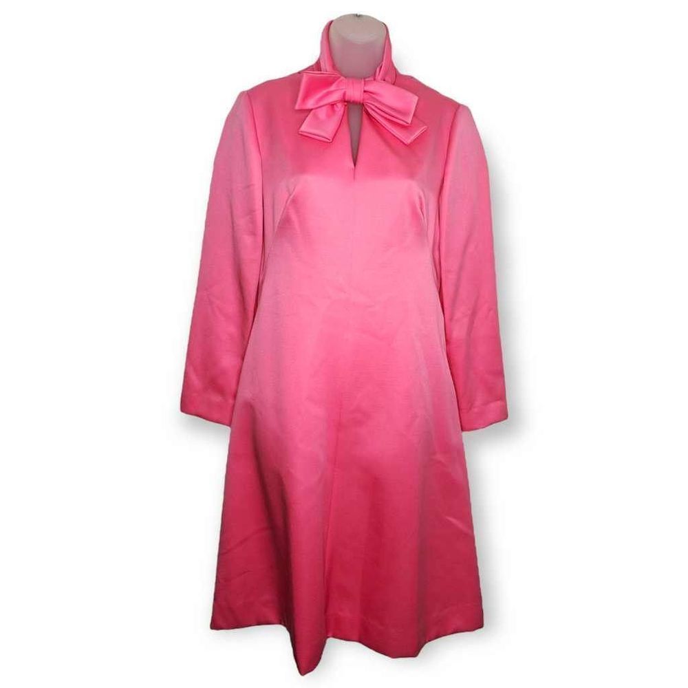 Rona New York Vintage 1970s Bubblegum Pink A Line Dress with Bow vintage sz 12